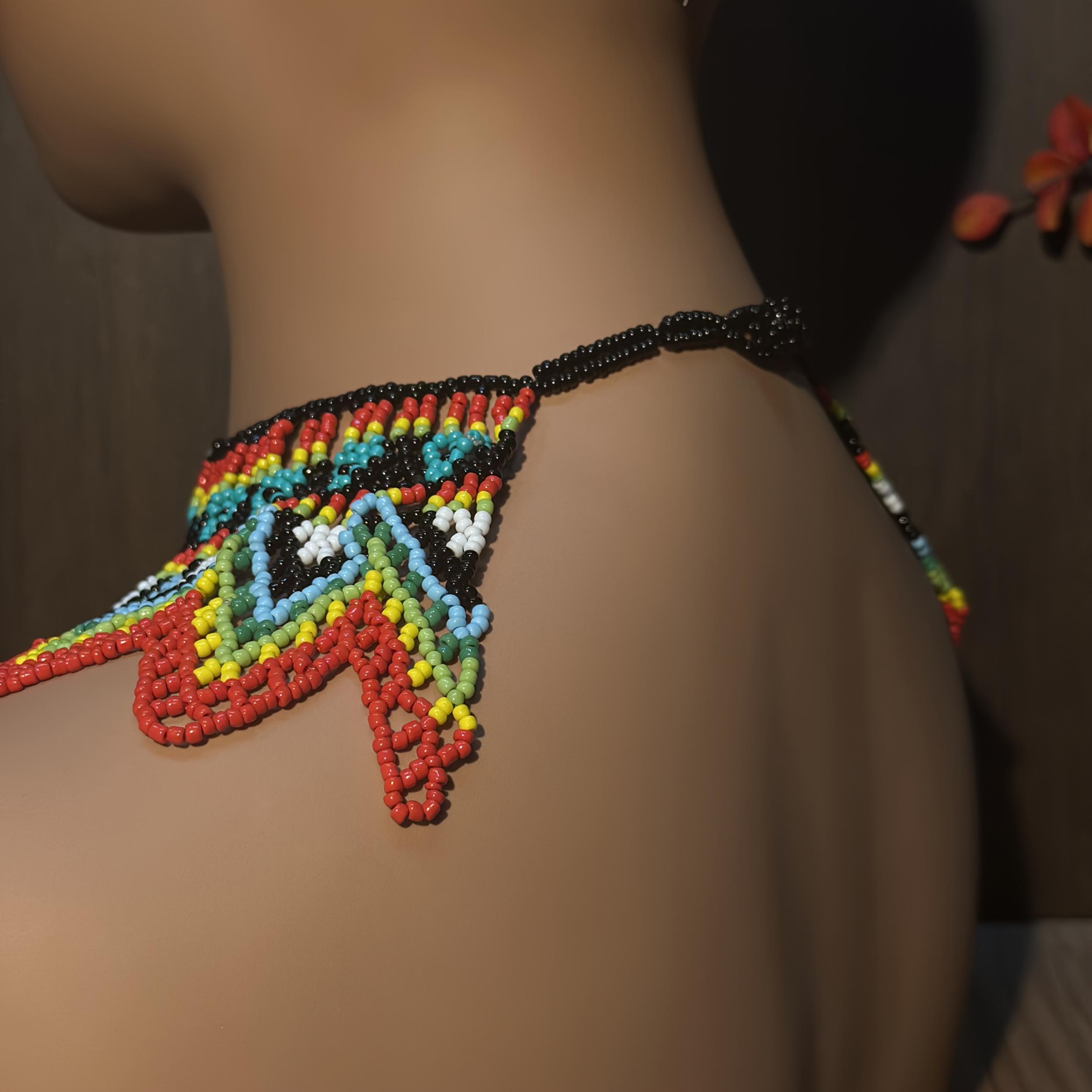Bohemian Style Beaded Necklace Colorful Beaded Shawl Necklace